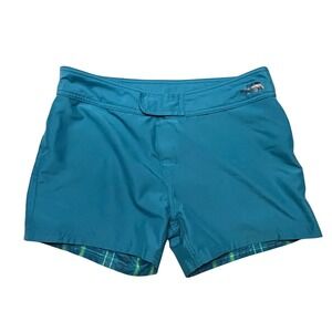 The North Face Women Teal Plaid Lined Board Shorts 12 Beach GranolaCore Vacation